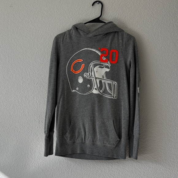 Victoria's Secret Tops - Gray Hoodie with Chicago Bears Football Helmet Design
